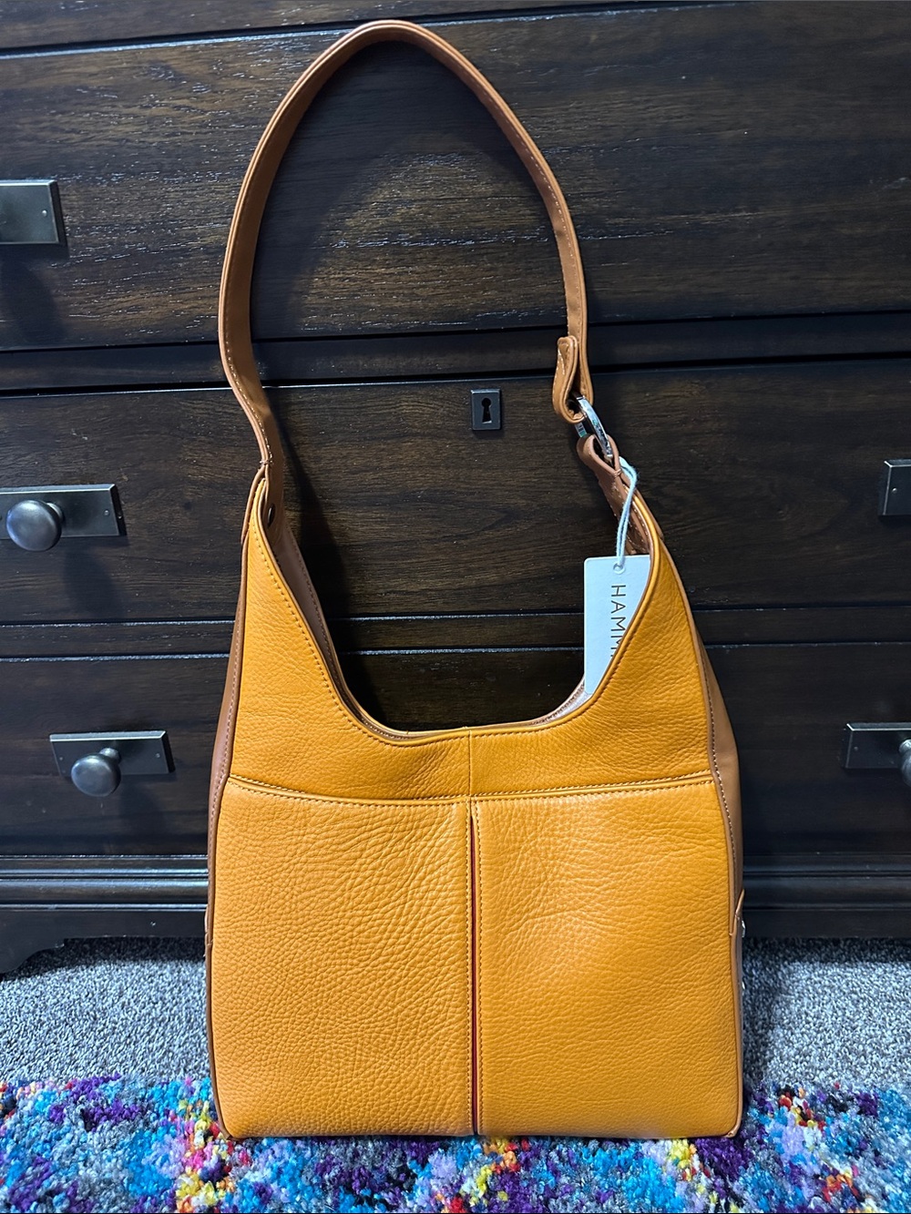 NWT Hammitt Medium Tim Orange Leather Shoulder Bag
